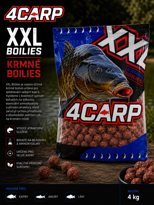 Krmné Boilies 4Carp 4 kg - Krmné boilies: Scopex