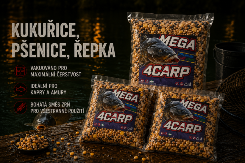 Vařený partikl Kukuřice Pšenice Řepka | 1 kg a 3 kg - Druh:: Kukuřice Pšenice Řepka, Hmotnost:: 1 kg