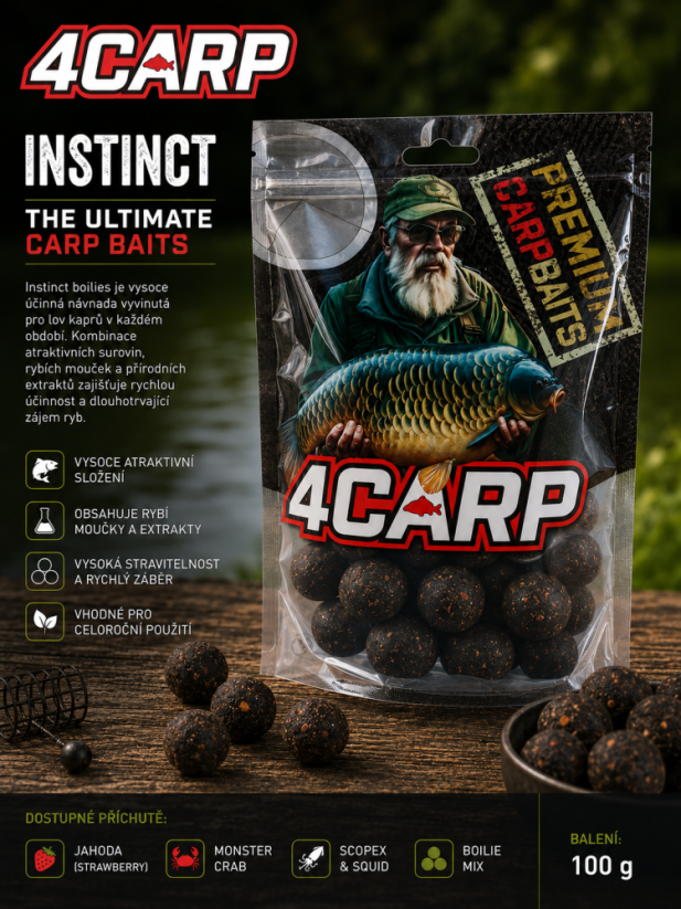 Boilies Instinct 100 g - Boilies druh:: Med